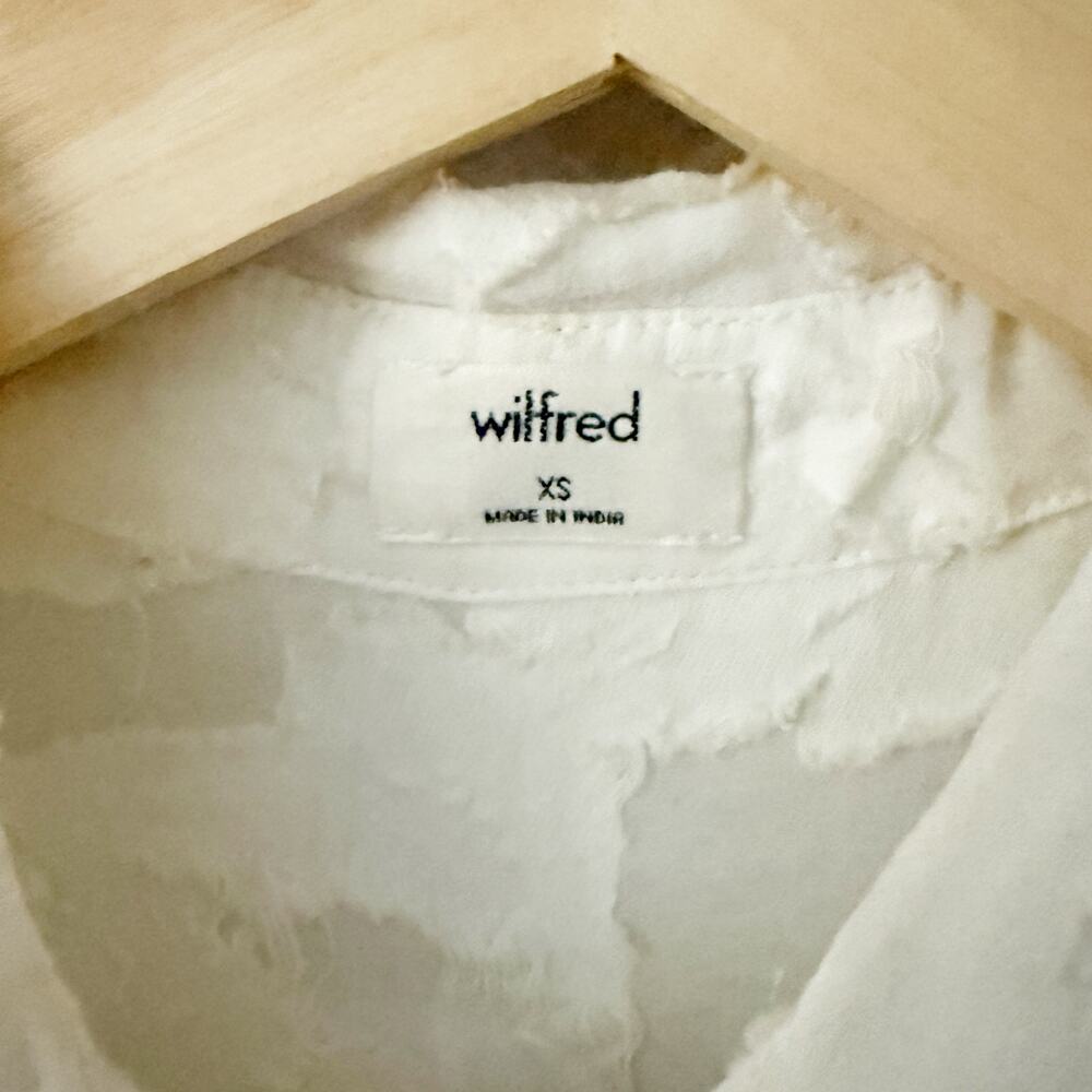 WILFRED x ARITZIA | Off White Floral Appliqué Sheer Shirt Dress Button Down | XS - Picture 3 of 8